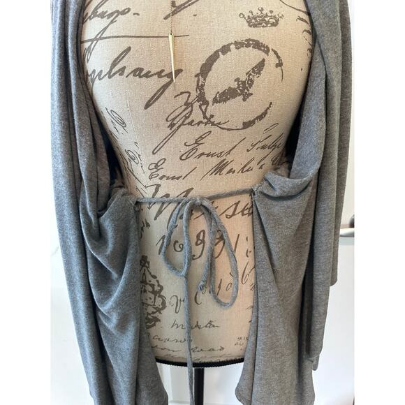 Mossimo Women's sz L Jersey Knit Front Tie Grey Drape Cardigan - Picture 5 of 8